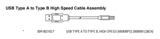 ATM-Ersatzteile NCR 009-0021027 USB Typ A bis Typ B, hohe Geschwindigkeit (480MBPS) 2000MM (28/24)